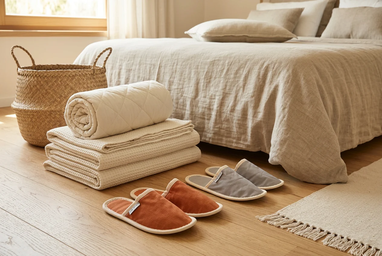 Accessoires von COCO-MAT in einem natürlichen Schlafzimmer